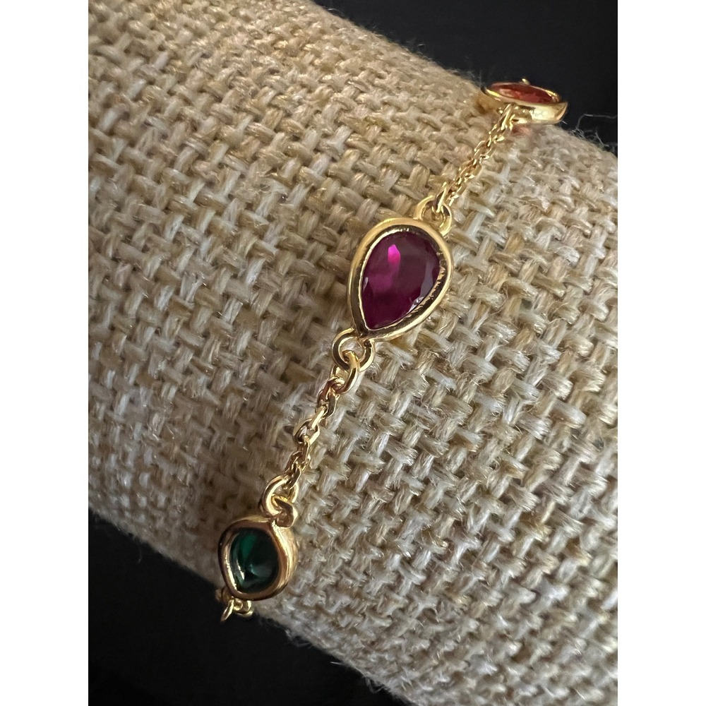 Kate Spade Showtime Dainty Multicolor Stone Gold Bracelet Adjustable Size 9in